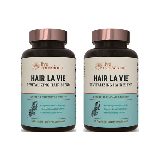 Live Conscious by Hair La Vie Revitalizing Blend Hair Vitamins with Biotin, Collagen and Saw Palmetto (2-Pack)