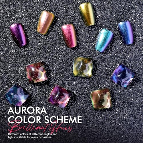 Morovan Fingernail Nail Polish Set: Holographic Metallic Lacquer Air Dry Nail Polish Regular Nail Pack 0.27oz Glitter Finger Nail Bulk Toenail Polish Kit Halloween Fall Gift for Women