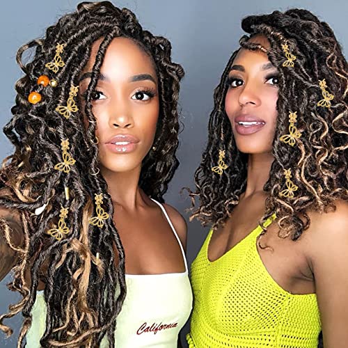NAISKA Butterfly Dreadlock Accessories [10Pcs], Gold Hair Braid Charms, Cuffs Clips Rings, Women and Teen Girls Gifts