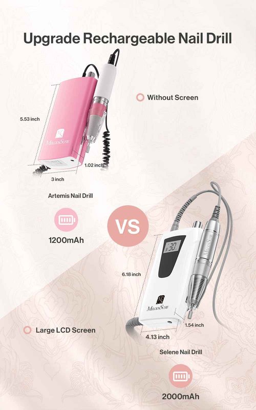 MelodySusie Professional Nail Drill 30000RPM with Handheld UV Light for Gel Nails