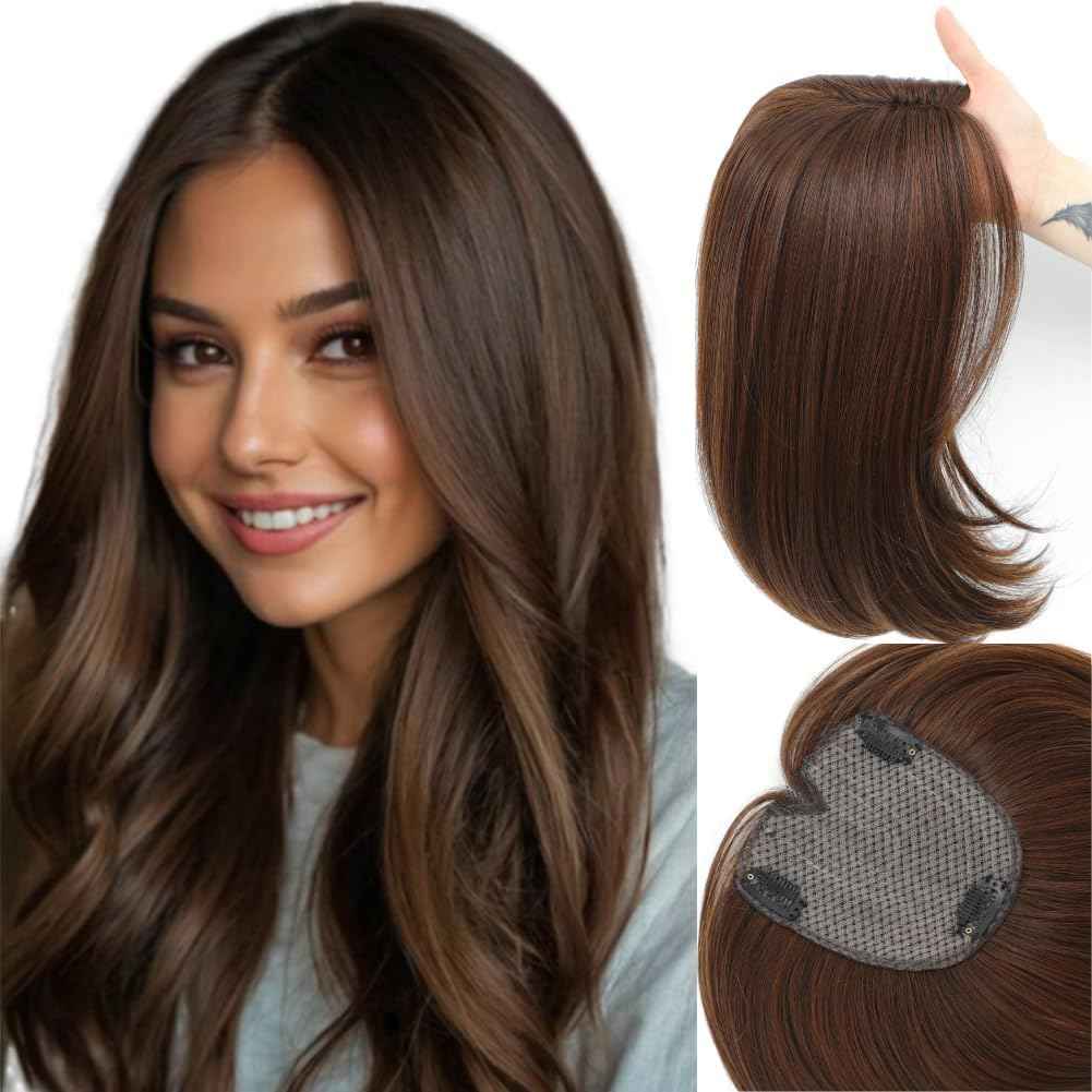 Mekylio Hair Toppers for Women Large Base Toppers Hair Pieces for Women with Thinning Hair Clip Ins Fake Bangs Perfect Solution for Thinning-hair and Stylish Upgrade 15 Inch