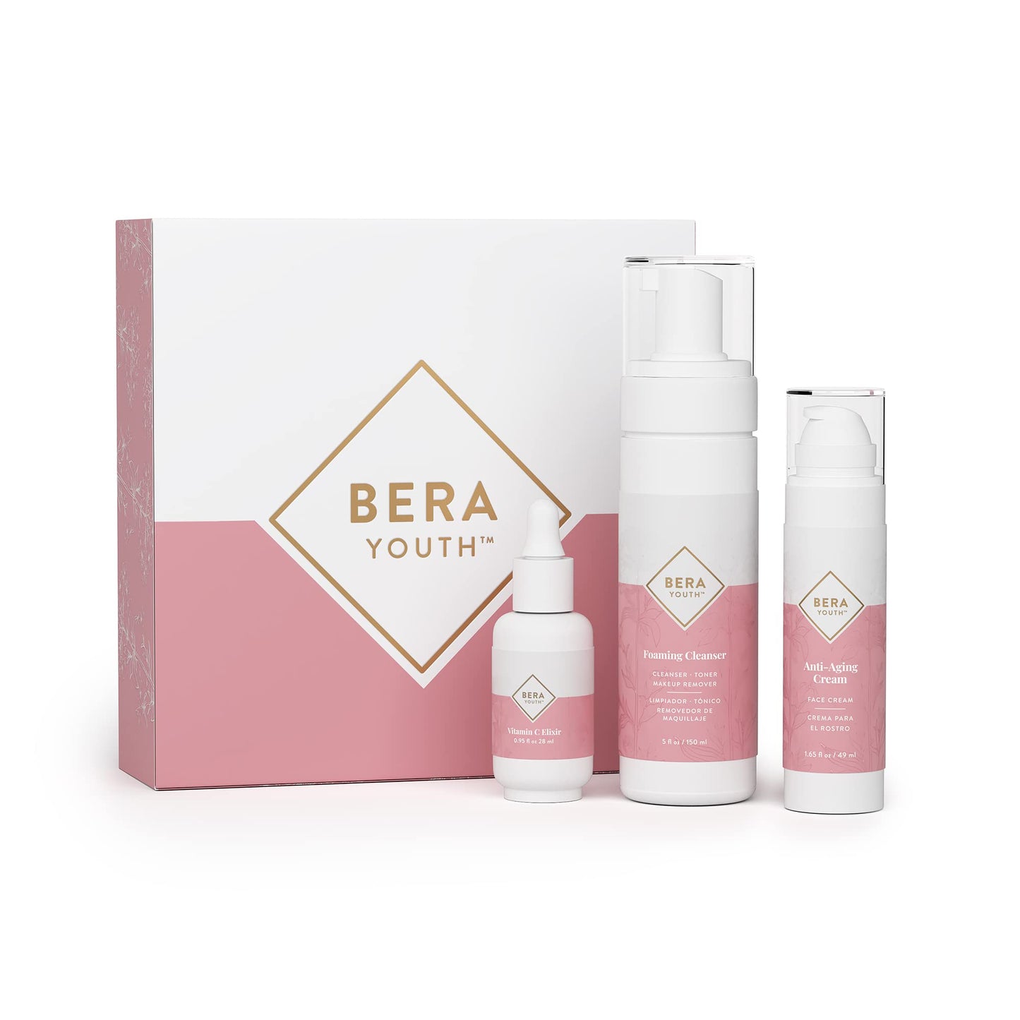 L'eudine Face Care System: Foaming Facial Cleanser, Anti-Aging Cream & Vitamin C Serum - 3 Product Bundle to Reduce Wrinkles, Hydrate & Tone Skin, 100% Natural Ingredients