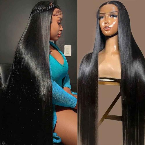 KUKAO 13x6 Lace Front Wigs Human Hair 180 Density Straight HD Lace Front Wigs Human Hair Pre Plucked Glueless Wigs for Women Straight Lace Frontal Wigs Natural Black 22 Inch