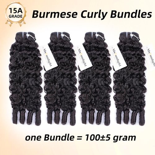 MsSunlight Burmese Curly Bundles Human Hair 22 Inch 100% Unprocessed Quick Weave 15A Water Wave with Spiral Curly End Real Human Hair Extensions Natural Black
