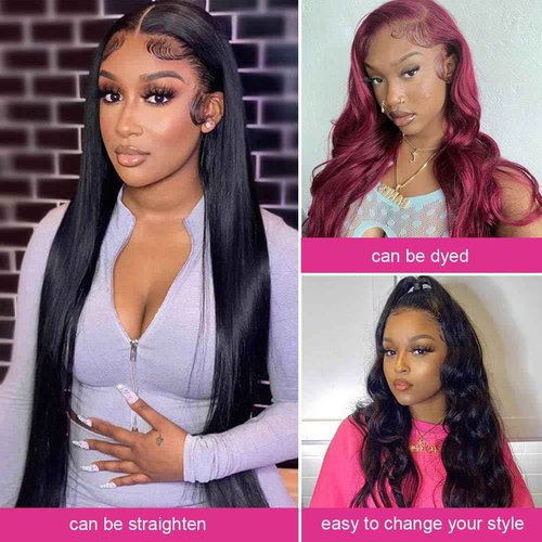 VILSAI Body Wave Human Hair Bundles with Closure (20 22 24+18) 2x6 HD Lace Closure with Bundles 10A Grade Unprocessed Brazilian Virgin Human Hair Natural Black Color