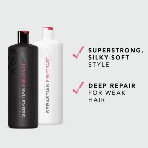 Sebastian Professional Penetraitt Shampoo & Conditioner Duo Set | 33.8 Fl Oz Liter Bottles Prepack with Pumps Included | Strengthening & Deep Repair | For Dry, Damaged, & Colored Hair