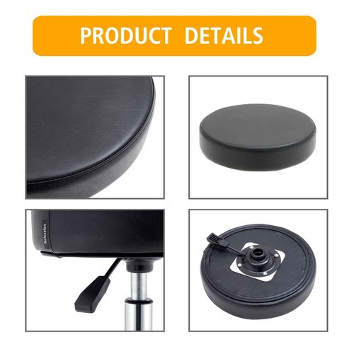 Nolasalon Rolling Stool with Wheels, Heavy Duty Hydraulic Massage Stool for Shop Guitar Lab Tattoo Workbench Medical, Adjustable Swivel Chair (Black)