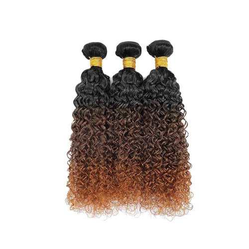 Habiliana Bundles Human Hair 24 26 28 Inch Jerry Curly Human Hair Bundles Omber Natural Chocolate Brown T1B/4/30 11A Unprocessed Brazilian Virgin Quick Weave Hair Extensions for Black Women