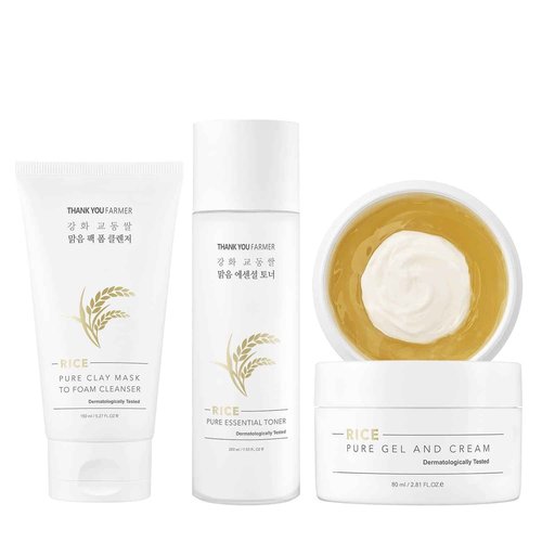Rice Pure 3-Step Set [Cleanser & Toner & Cream]