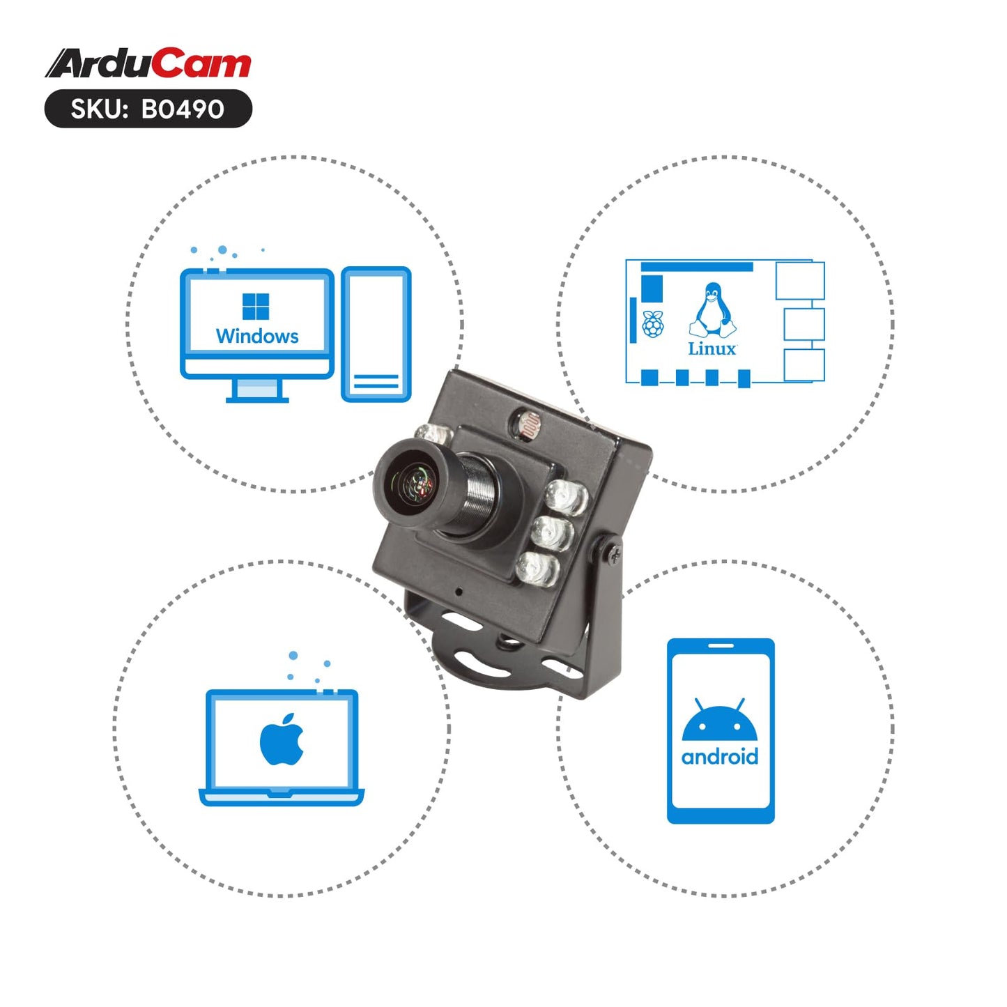 Arducam 1080P Day & Night Vision USB Camera for Computer, 2MP Automatic IR-Cut Switching All-Day Image USB2.0 IMX462 Webcam Board with 940nm IR LEDs for Windows, Linux, Android and Mac OS