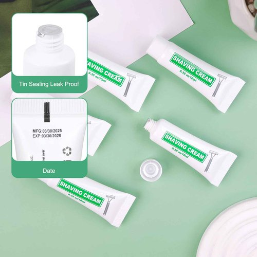 Travel Size Shaving Cream Bulk Pack of 200,Individually Wrapped 10ml/0.35fl oz Mini Disposable Shaving Cream in Bulk 1.2x2.9 inch Travel Size Toiletries Amenities for Guests,Homeless,Charity