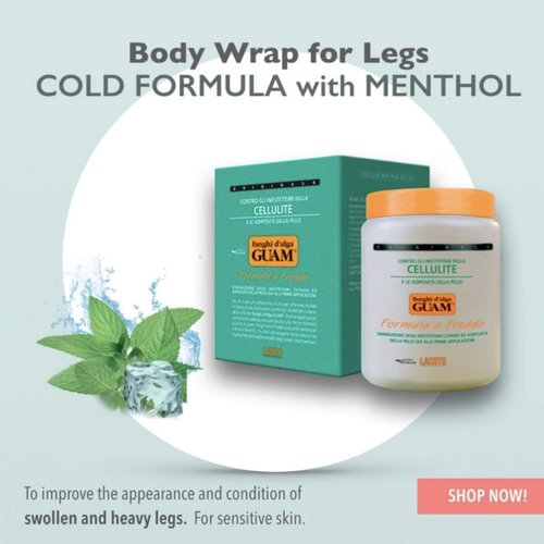 GUAM Anti-cellulite Mud COLD FORMULA, Seaweed Body Wrap for Cellulite, Skin Tightening Clay for Body Cellulite and Leg Swelling, Lymphatic Drainage | Cellulite Removal Treatment (1.1 LB)