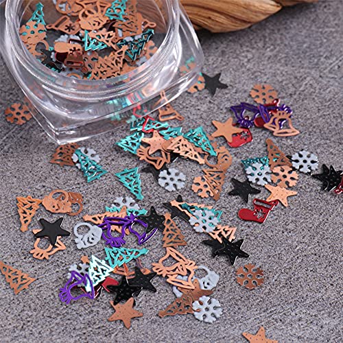 3D Christmas Nail Stickers Charm Decoration Decals 3 Boxes Christmas Gold Nail Sequins Snowflake Snowman Bell Elk Santa Claus Design Acrylic Nails Supplies Glitter for Christmas Party Accessories