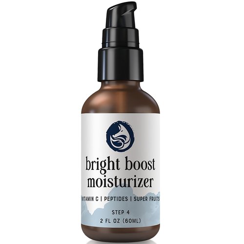 Foxbrim Naturals Bright Boost 7 Superfruits Peptide Face Moisturizer with Vitamin C - Gentle Daily Hydrating Luxury Lotion for Radiant Skin - Smooths Fine Lines - Fragrance Free All Skin Types 2oz