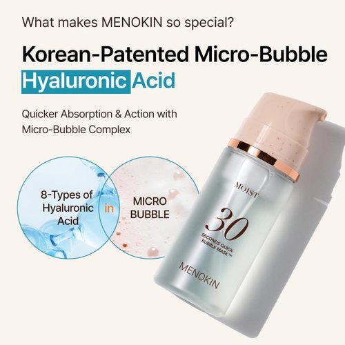 MENOKIN 30 seconds Quick Bubble Mask 3Sets (Collagen, Brightening, Moisturizing), Hydration improvement, Radiance-boosting, Easy-to Use, Glass Skin, 3.21 fl.oz