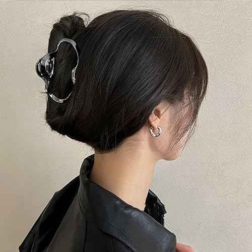 Oval Metal Hair Claw Clips - 2PCS Large Hair Styling Accessories for Women and Girls