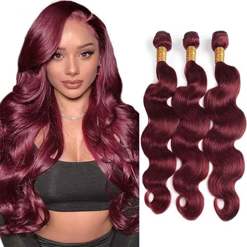 Ubinica Burgundy 99J Human Hair Bundles 22 24 26 Inch Body Wave Bundles Human Hair Unprocessed Brazilian Virgin Hair Quick Weave for Black Women