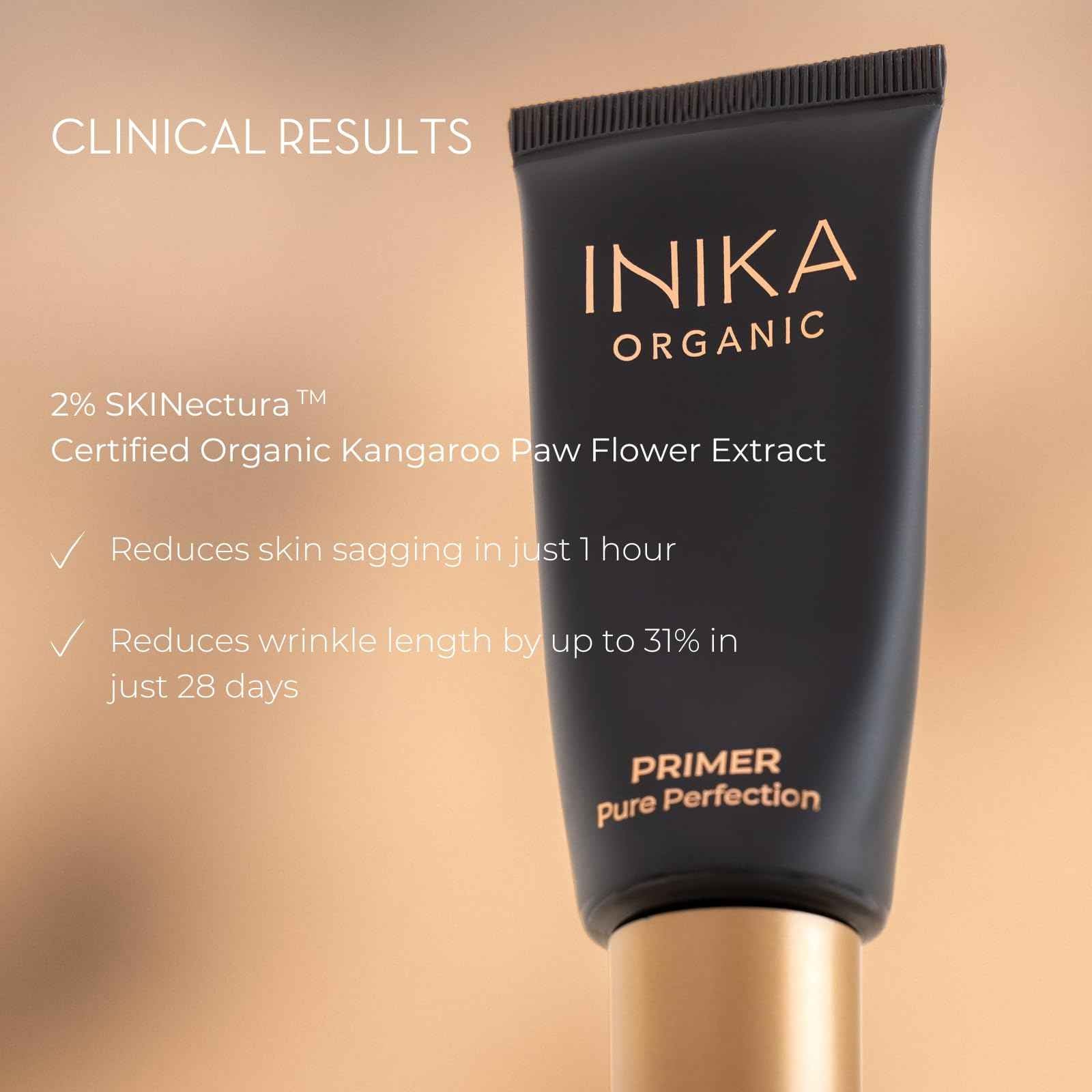 INIKA Organic Pure Perfection Primer | Clinically Proven to Boost Hydration + Reduce Wrinkles. Skincare Enriched. Smooth Dewy Finish. Extend Makeup & Create a Flawless Base. 30mL