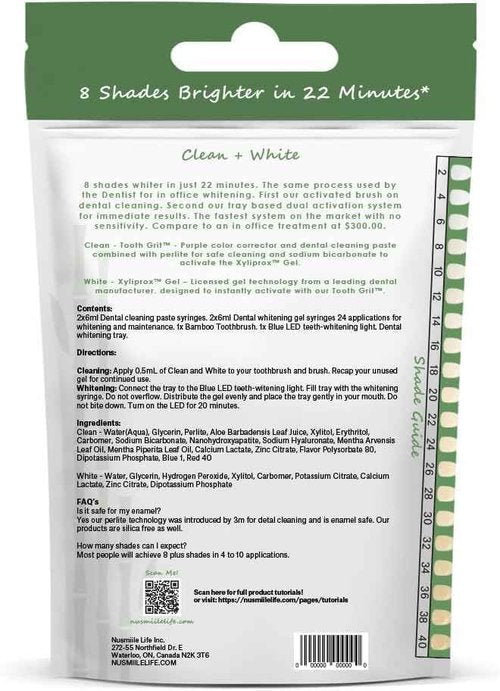 Professional Cleaning and Teeth Whitening Kit by nu smiile - Includes Blue LED Light - Visible Results in 20 Minutes - Xyliprox Teeth Whitening Gel - 30 Treatments