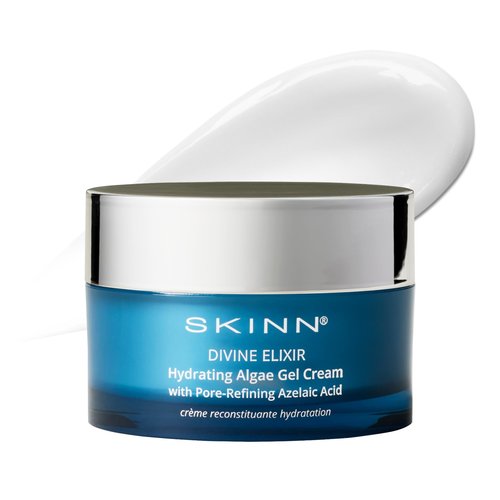SKINN Moisturizer for Dry Skin, Divine Elixir Hydrating Algae Gel Cream (1.7 Fl Oz) - Gel Moisturizer for Face & Body That Hydrates & Exfoliates Skin While Plumping Appearance - Help Reduce Fine Lines