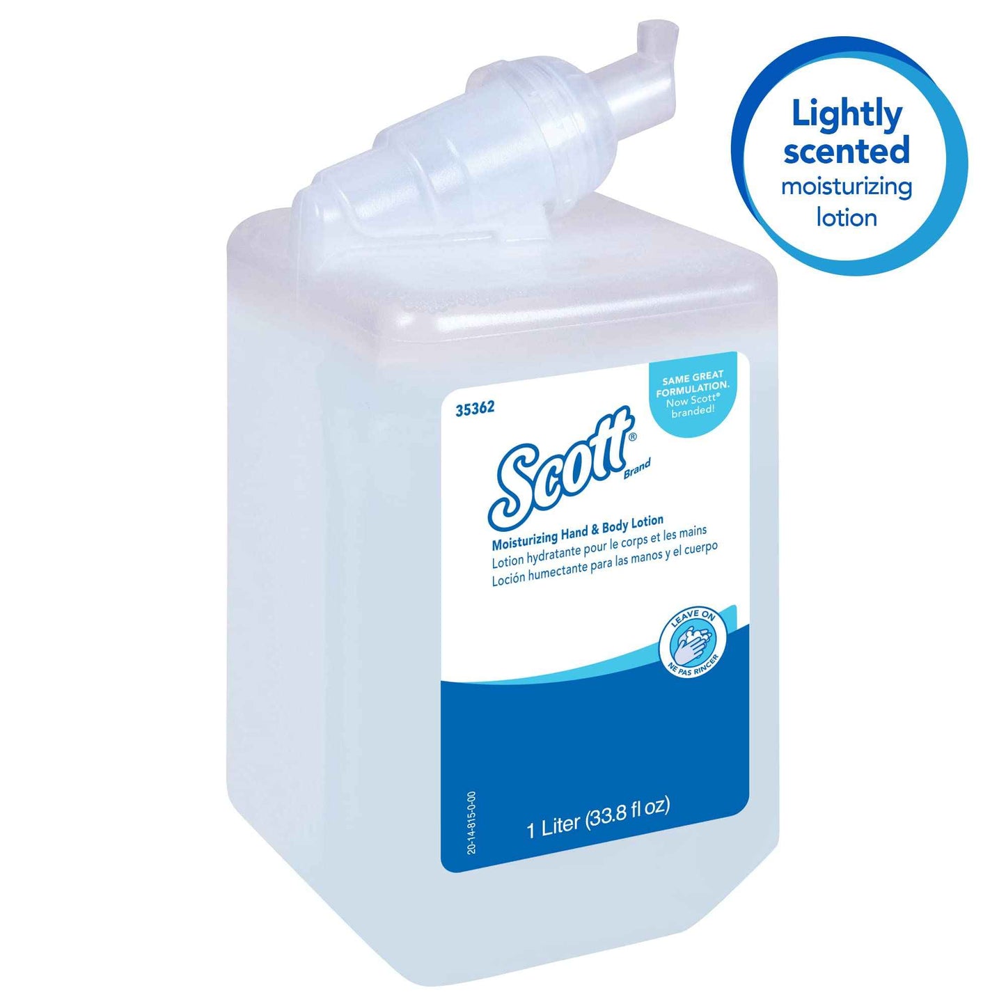 Kleenex Scott® Moisturizing Hand & Body Lotion (35362), 1.0 L Bottles, White, Fresh Fragrance (6 Bottles/Case)