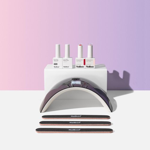 Nailboo Gel Nail Polish Kit with UV Lamp - 2 Forever Glaze Gel Polishes, Base Coat, 3 Nail Files, No Wipe Top Coat & Pro Cure LED Lamp, Long Lasting, Glossy Manicure, Quick Drying