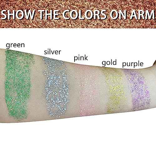 MEICOLY Purple Hair Glitter Stick,Halloween Mermaid Face Glitter Paint,Mardi Gras Outfit for Women Accessories,Waterproof Body Glitter Chunky Makeup,Body Glitter for Spirit Week Costume