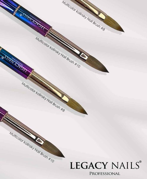 Legacy Nails Professional Multicolor Kolinsky Nail Brush #10 - Perfect For Sculpting Acrylic Nail Extensions Flexible bristles Light weight
