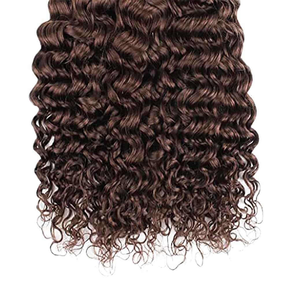 Giginger Bundles Human Hair 12 14 16 Inch Chocolate Brown Deep Wave Human Hair Bundles Deep Curly Unprocessed Quick Weave Soft Sewn In Hair Extensions for Black Women