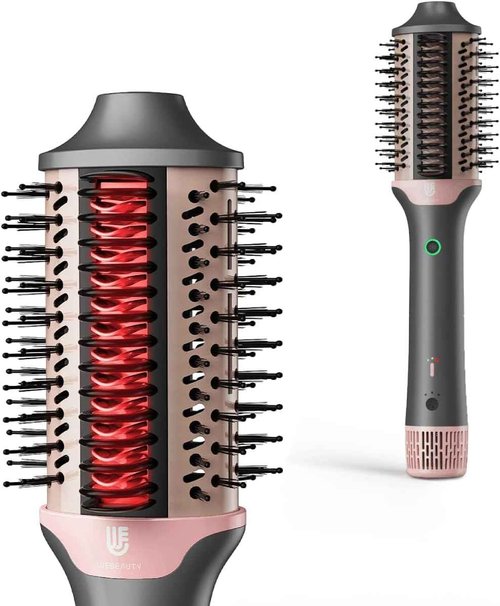 Blow Dryer Brush Hair Straightener: High Speed Hot Air Styler 110,000 RPM for Fast Drying Straightening Volumizing, One Step Volumizer with PTC Smoothing Comb Negative Ion for Silky Frizz-Free (Gold)