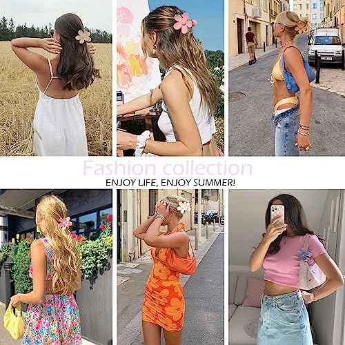 Flower Hair Clips 6 PCS Flower Claw Clips Daisy Clips for Women Matte Large Claw Clips Strong Hold Jaw Clamps Hair Accessories for Thick Hair 6 Colors