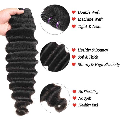 Loose Deep Wave Bundles Human Hair 3 Bundles 16A Loose Deep Curly Bundles Human Hair Wet and Wavy Bundles Brazilian Virgin Loose Deep Wave Human Hair Bundles Deep Curly Human Hair Extensions