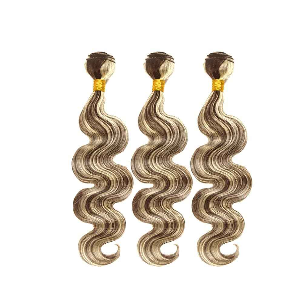 Giginger P4/613 Chocolate Brown Blonde Body Wave Human Hair Bundles 20 22 24 Inch Highlight Body Wave Bundles Weave Bundles Human Hair 4/613 Human Hair Bundles