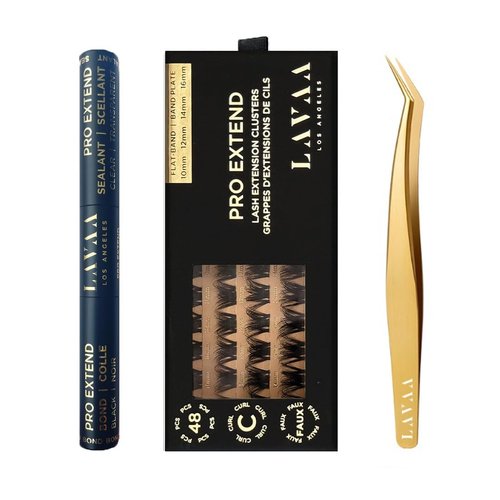 PRO Extend Lash System | 48 Lash Clusters in 4 lenghts: 10mm 12mm 14mm 16mm | Flat-Band All-Day Comfort | DIY Lash Extensions (V1 | VOLUME Bundle)