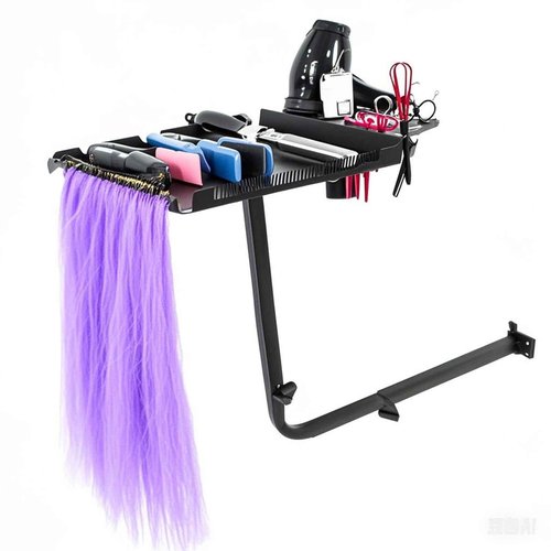 BFECGDXT Salon Tray Attached to Chair, 360° Swivel Adjustable Black Salon Chair Tray with Hair Separator, Metal Barber Chairs Tray for Tattoo Tools, Make-ups and Spa