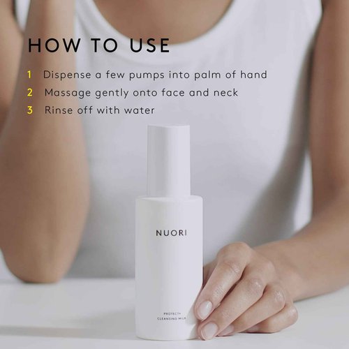 NUORI Protect + Cleansing Milk | Facial Cleanser, For All Skin Types Including Hypersensitive Skin, All Natural, Fragrance Free, 30 ml / 1 fl oz