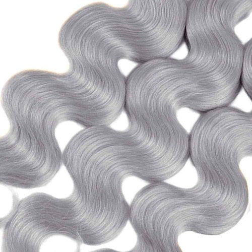 Cklikeb Human Hair Bundles Grey Color Body Wave Bundles Human Hair Unprocessed Brazilian Virgin 3 Bundles Quick Weave Human Hair Extensions (Grey Body Wave, 26 28 30)