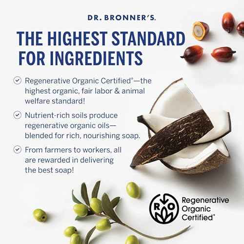 Dr. Bronner's Pure-Castile Magic Liquid Soap - Made with Regenerative Organic Certified Oils- 18-in-1 Uses for Face, Body, Hand, Hair, Laundry & More- Vegan, Non-GMO- Body Wash- Peppermint,32oz