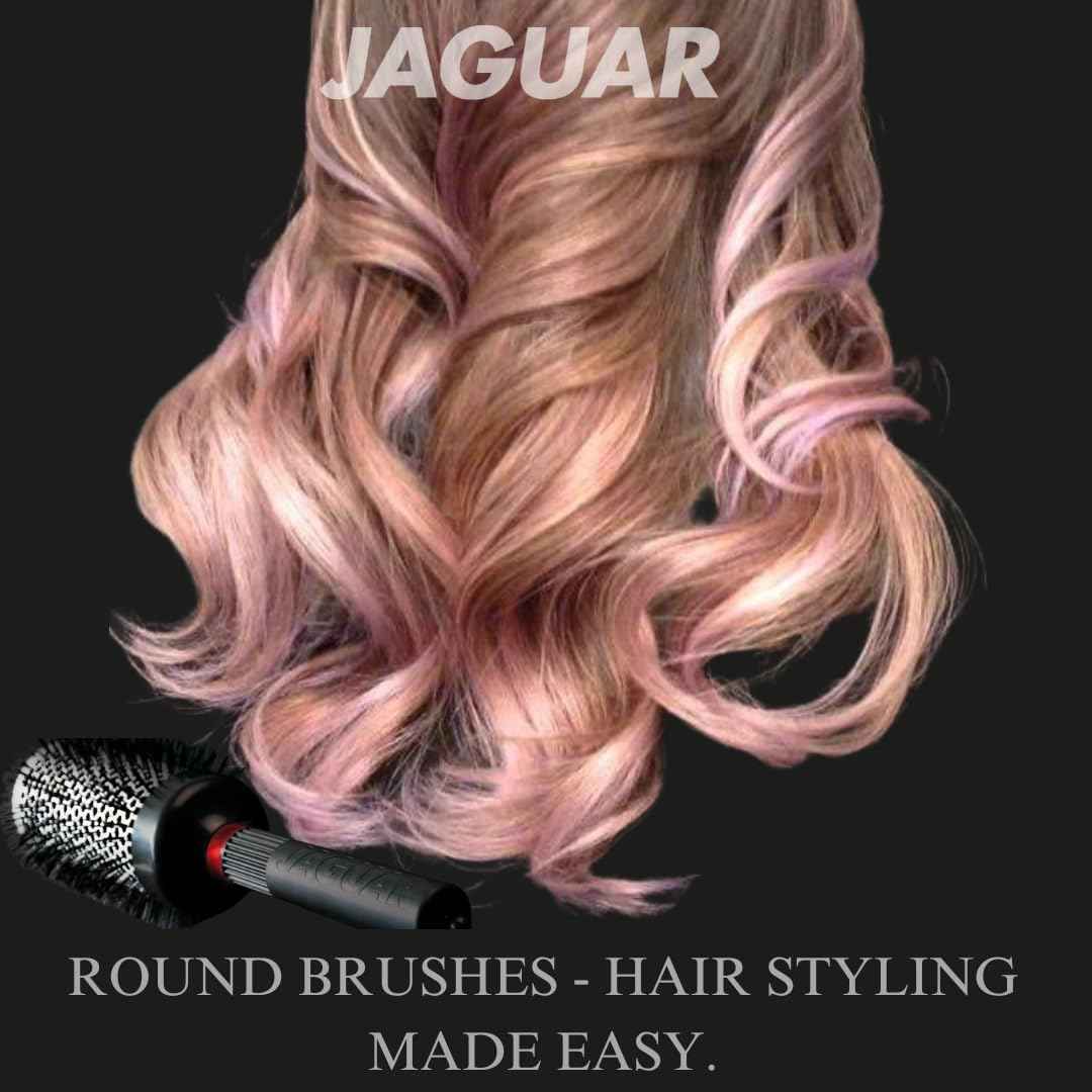 Jaguar T350 Thermal Round Hair Brush 43mm – Boar & Nylon Bristle Blow-Dry Brush for Volume, Smoothness & Curl – Heat-Retaining Barrel for Fast Styling – Professional Hair Brush for Medium to Long Hair