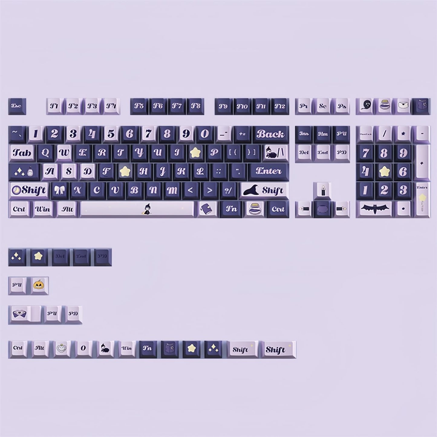 ZMX Cute Keyboard Keycaps,PBT Dye-Sub Custom Keycaps Set Cherry Profile 124 Keys Full Size Keycaps for ANSI Layout Cherry MX Switches 75% 60% Mechanical Gaming Keyboard Kawaii Cartoon Keycaps (15)