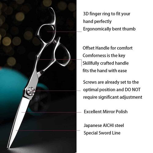 AOLANDUO Hair Cutting Scissors and Thinning Shears Set - VG10 Steel, Razor Edge, Ergonomic - 1 Pack, 6 in