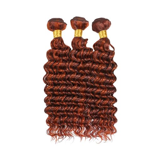 Highlight Bundles P33/350 Deep Curly Human Hair Bundle Ombre Ginger Brown 3 Bundles 20 22 24 Inch Two Tone Color 33 Copper Mixed With Ginger Orange Bundle 300G
