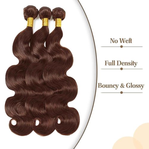 Fabimiya 18 20 22 Inch Human Hair Bundles Chocolate Brown 4# Body Wave Bundles Human Hair 100% Unprocessed Soft Sewn In Hair with Double Weft for Black Women