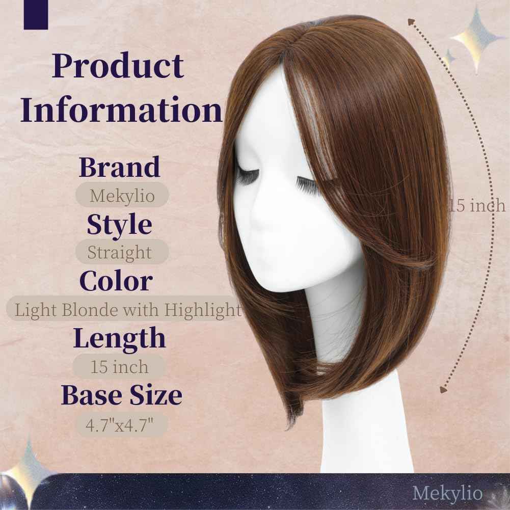 Mekylio Hair Toppers for Women Large Base Toppers Hair Pieces for Women with Thinning Hair Clip Ins Fake Bangs Perfect Solution for Thinning-hair and Stylish Upgrade 15 Inch