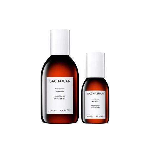SACHAJUAN Thickening Shampoo Retail + Travel Set | Ocean Silk & Thickening Technology to Add Volume and Nourish Hair | Heat & UV Protection | Vegan & Paraben-Free | Set of 2 (8.4 + 3.4 oz)