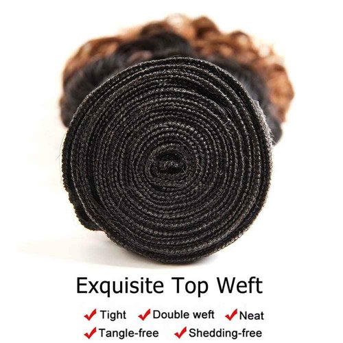 Habiliana Bundles Human Hair 24 26 28 Inch Jerry Curly Human Hair Bundles Omber Natural Chocolate Brown T1B/4/30 11A Unprocessed Brazilian Virgin Quick Weave Hair Extensions for Black Women