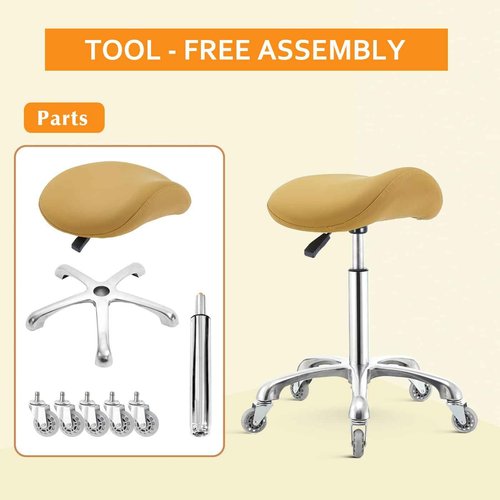 Nolasalon Saddle Stool Chair with Wheels,Ergonomic Swivel Rolling Height Adjustable for Salon Beauty Clinic Dentist Tattoo Home Office