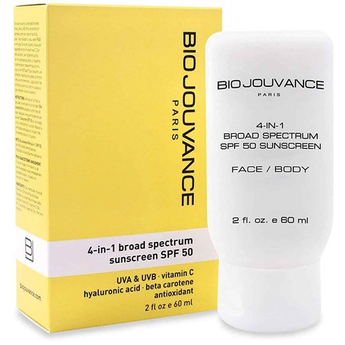 BIO JOUVANCE PARIS - 4 In 1 Sunscreen 2oz(60ml) | SPF50 Sunblock + Moisturizer + Anti-Aging + Antioxidant | Face&Body Sensitive Skin | Made in France