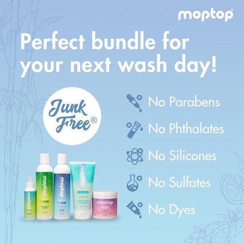 MopTop Curly Hair Care Kit - Detox Shampoo, Gentle Shampoo, Daily Conditioner, Moisturizing Curl Gel, Lightweight Hold Hair Care Products for Wash Day Routine