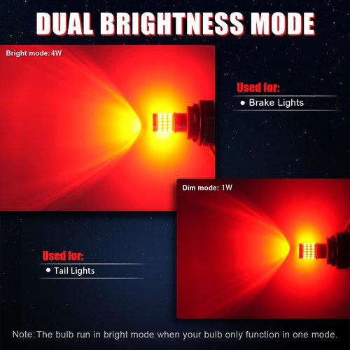iBrightstar 3157 LED Bulb Red, 3057 LED Brake Lights Bulbs Super Bright for Rear Brake Lights and Tail Lights, 2 Pack